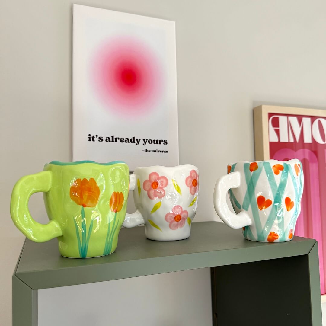 Flora Vintage Ceramic Mugs
