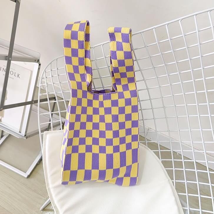 Ivy Knit Checkered Tote Bag